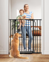 No Drill Baby Gate for Stairs and Doorways, Auto-Close Safety Gate 29-40 Inch Adjustable Width with Wall Cups, Indoor Dog Gate for Kids and Pets