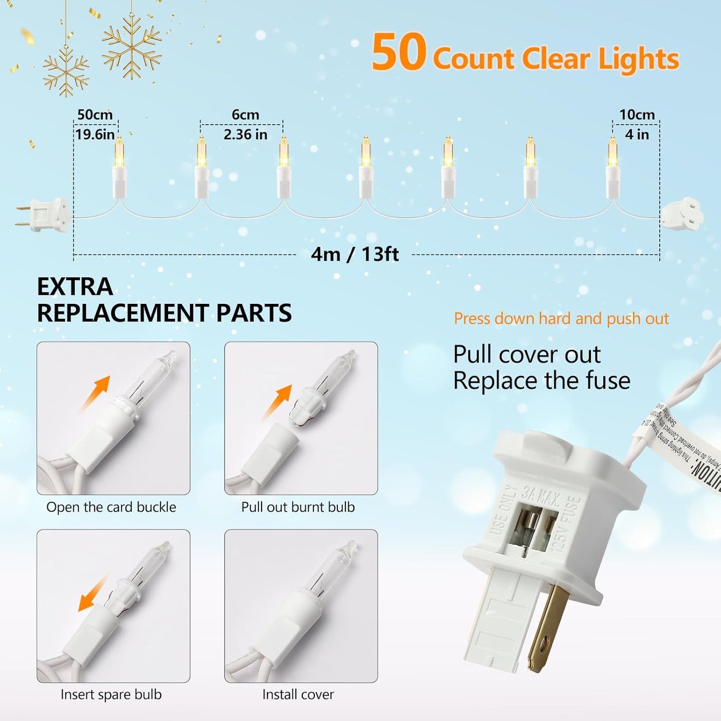 Brightown 50-Count Incandescent Christmas Lights 13ft – Cozy Holiday Gift for Mom, Grandma & the Friend Who Loves Soft Warm Home Lighting