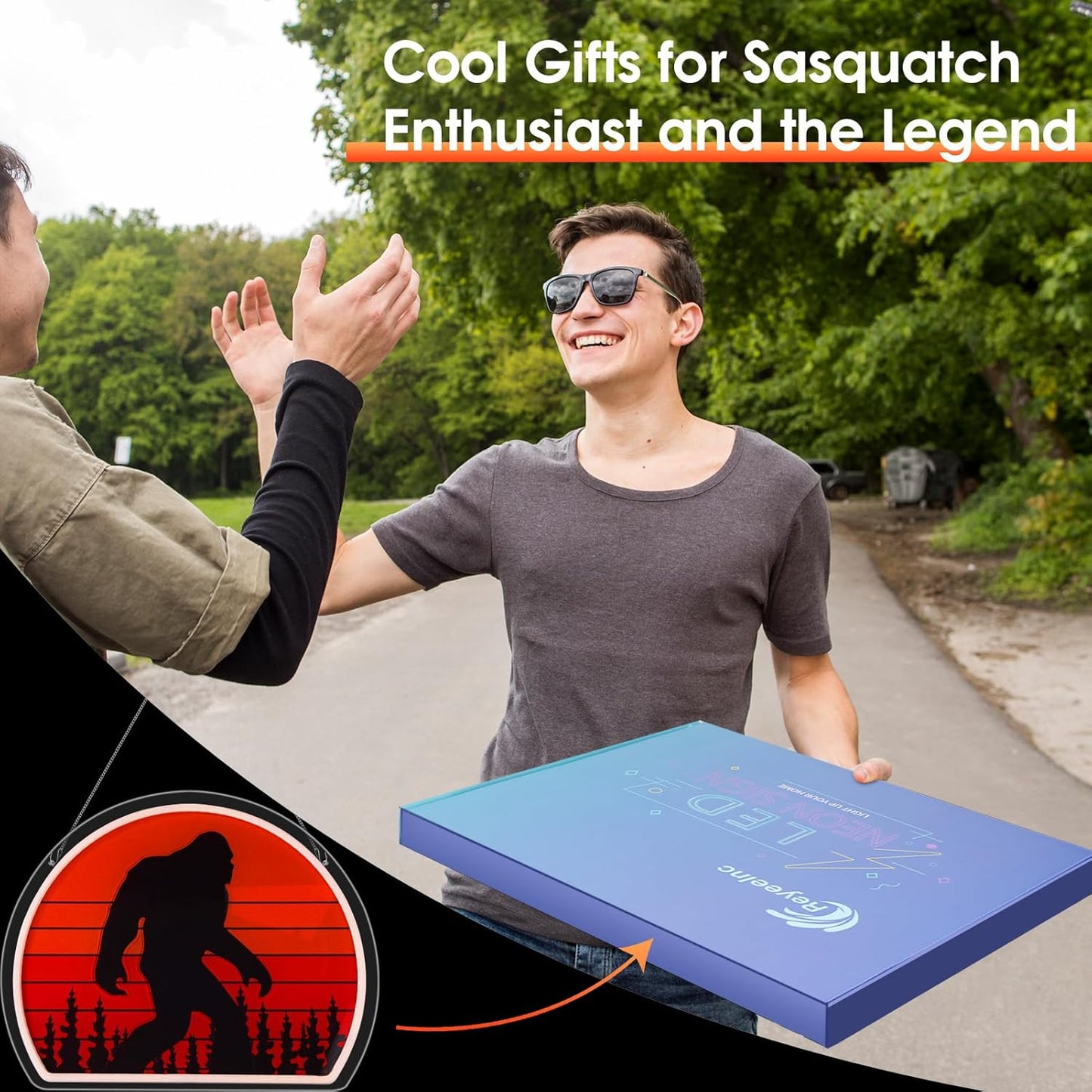 Cryptid Co. Sasquatch Neon Light – Smoke Free Bedroom and Nursery Alternative to Candles, USB Powered LED with Six Dimming Levels