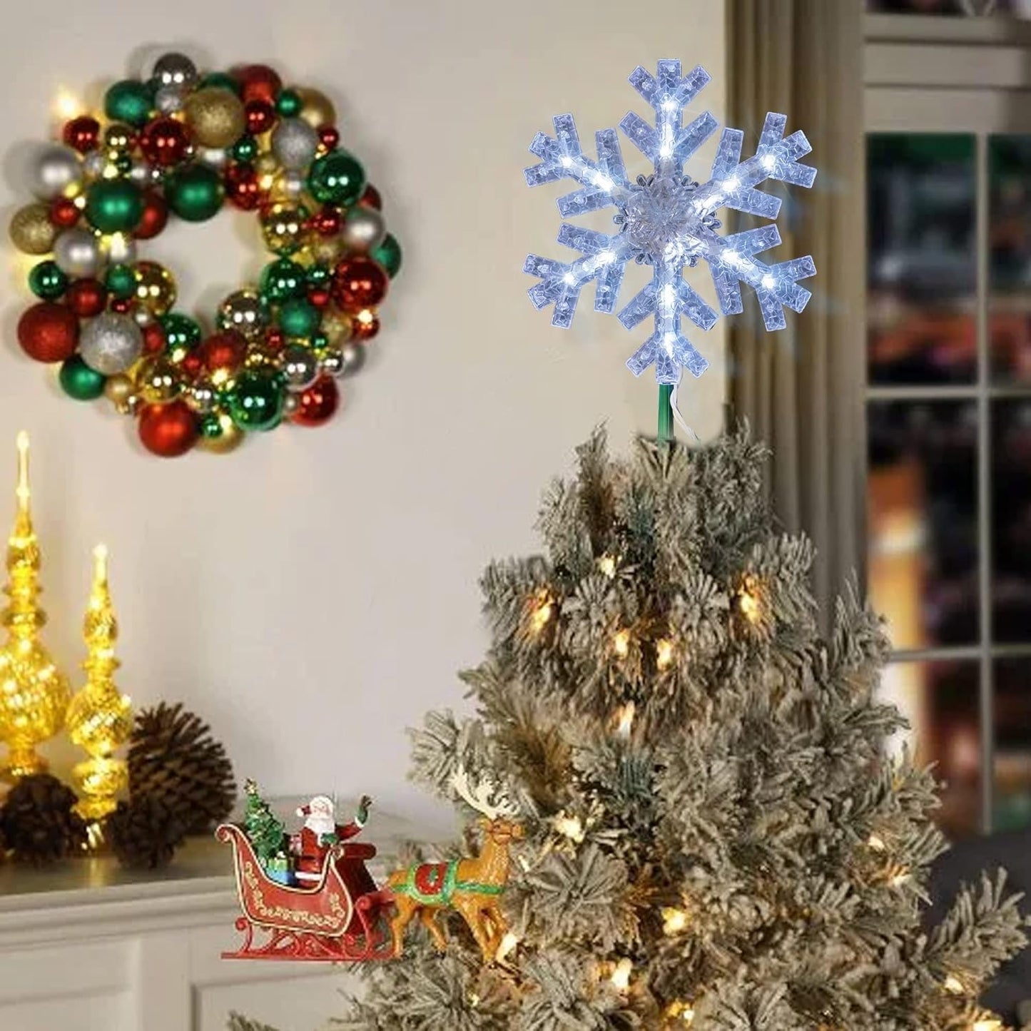 Dazzle Bright Lighted Snowflake Christmas Topper – Weather-Friendly Accent for Outdoor Holiday Gatherings