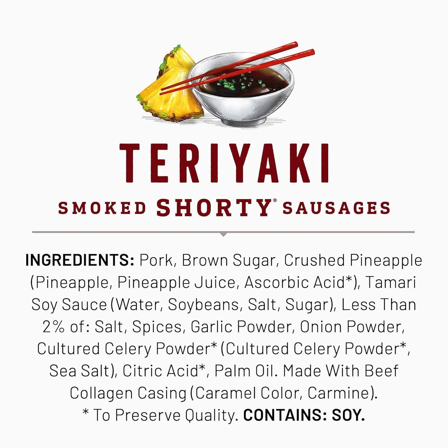 Duke's Pork Teriyaki Smoked Shorty Sausages – Heat-Tolerant Road Trip and Backpacking Jerky Alternative, 5 oz