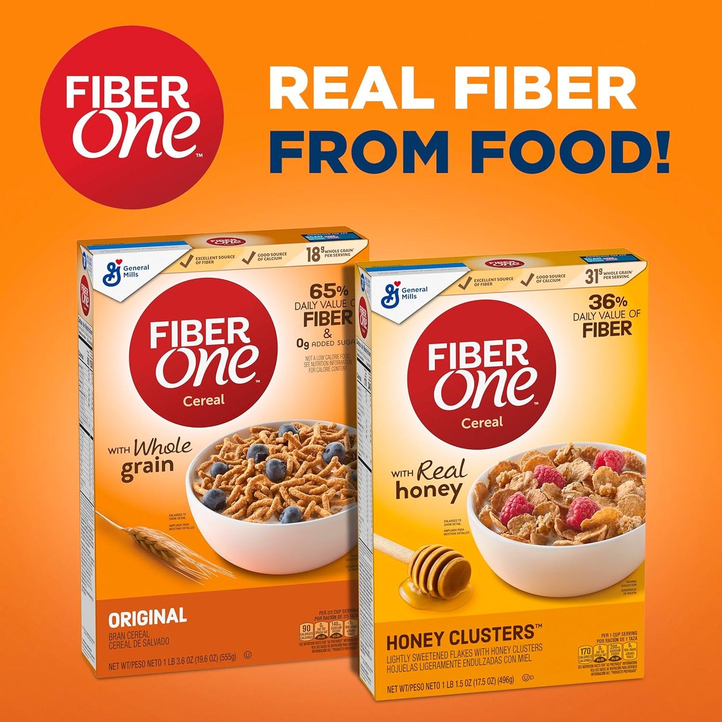 Fiber One Honey Clusters Cereal – Fiber-Rich Pantry Essential, Gentle Daily Support for Digestive Regularity