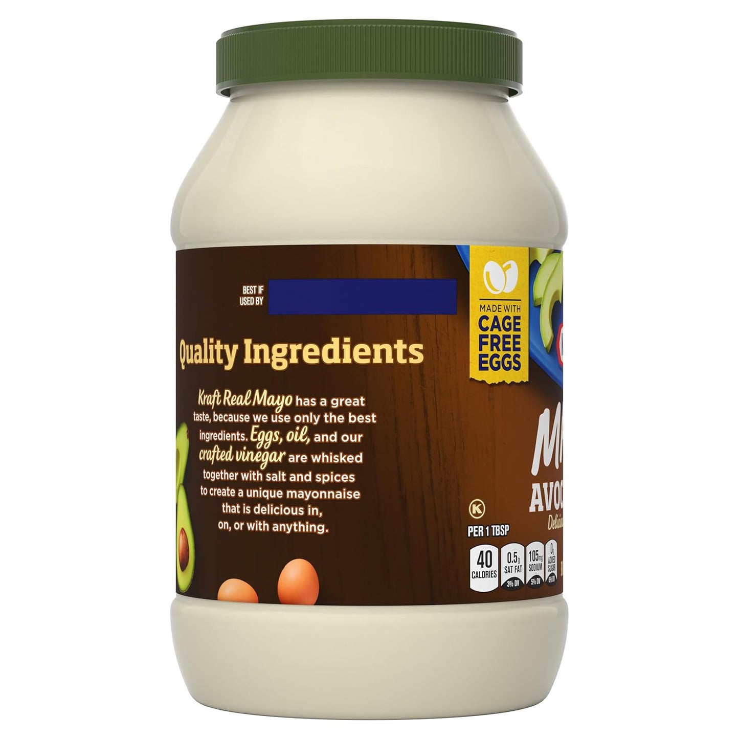 Kraft Mayo with Avocado Oil Reduced Fat – Uncluttered Refrigerator Door Condiment for Less-Is-More Home Cooks