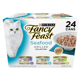 Purina Fancy Feast Grilled Seafood Wet Food – Stress-Free Wellness Meals for Picky Senior Cats, Pack of 60 Pull-Top 3 oz Cans