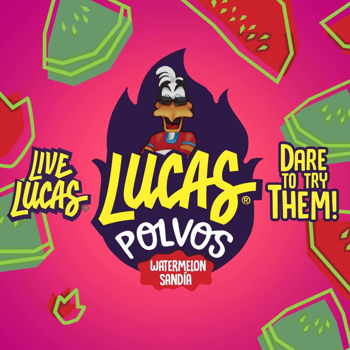 Lucas Powder Watermelon Flavored Candy – Conversation-Starting Gift Pack for Snack Lovers and Foodie Friends, 10 Bottles