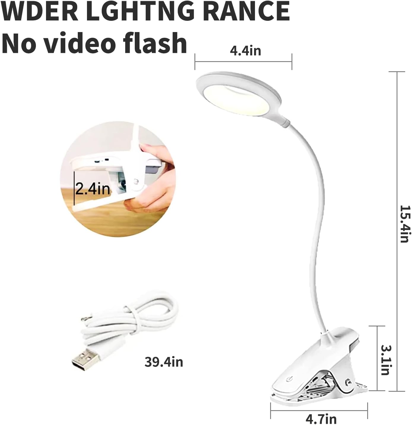 LuminGear Eye-Care Bedside Lamp – Zero Blue Light, Zero Flicker Clip Light for Mindful Reading and Bath Time