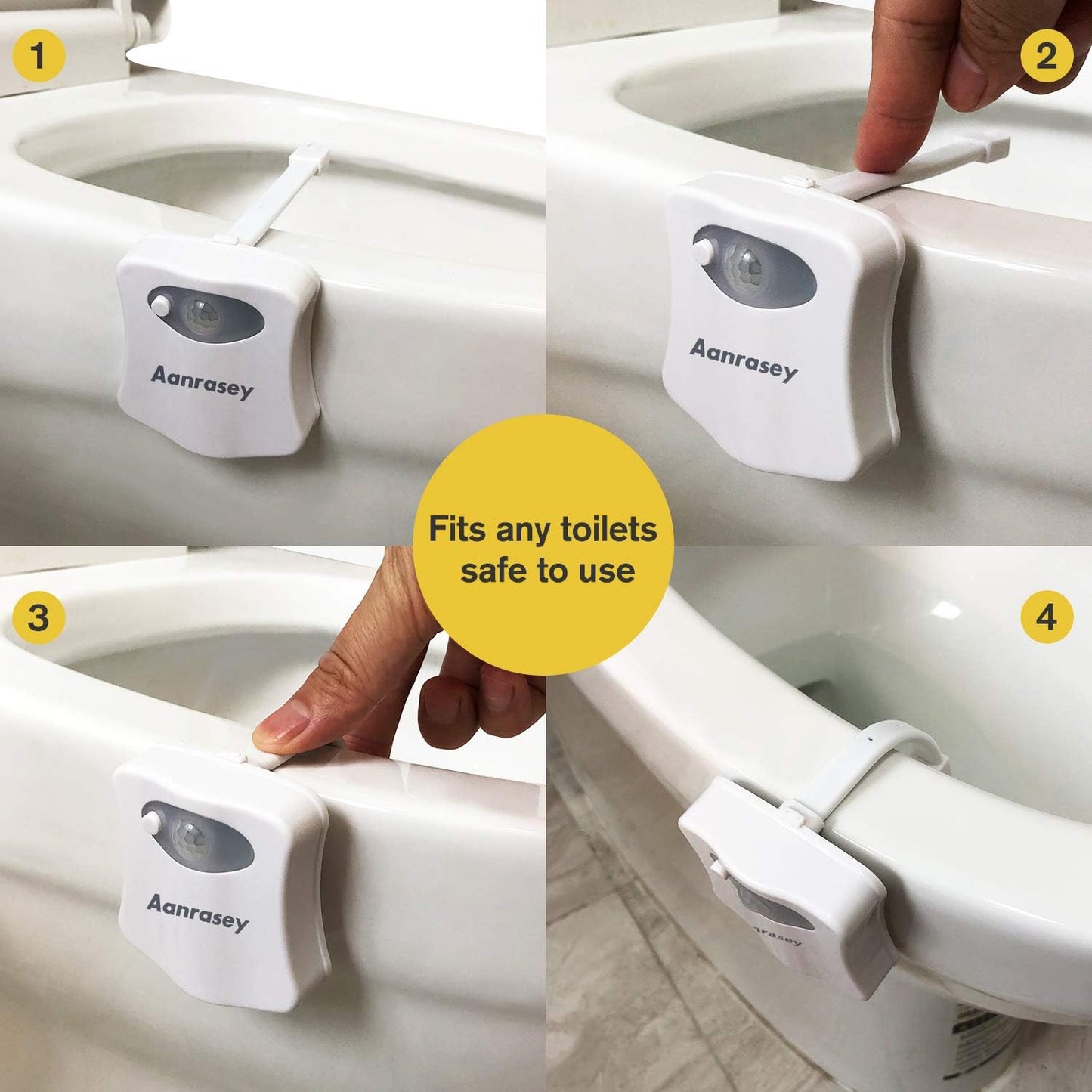 LumiPals LED Toilet Night Light – Dim Bathroom Light for Night Trips, Safer Than Overhead Light 2-Pack