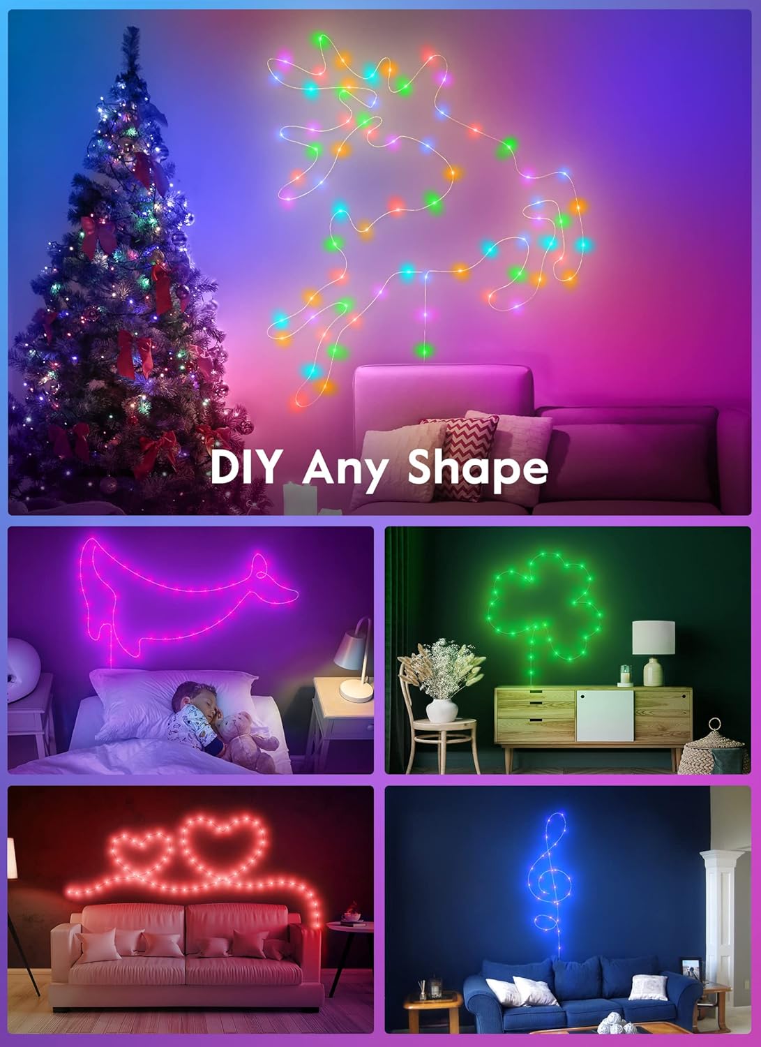 Minetom Simple String Lights – 100 LED Single Color Mode for Uncluttered Bedroom Aesthetic, USB Powered