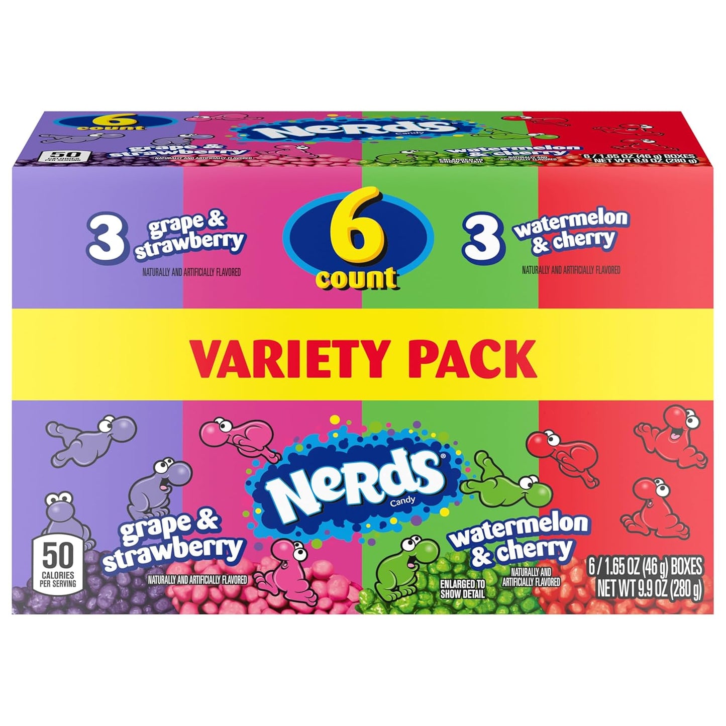NERDS Dual Flavor Pack – Fun Care Package Gift for Coworkers and Friends, Individually Wrapped Grape Strawberry Watermelon Cherry, 6 Boxes