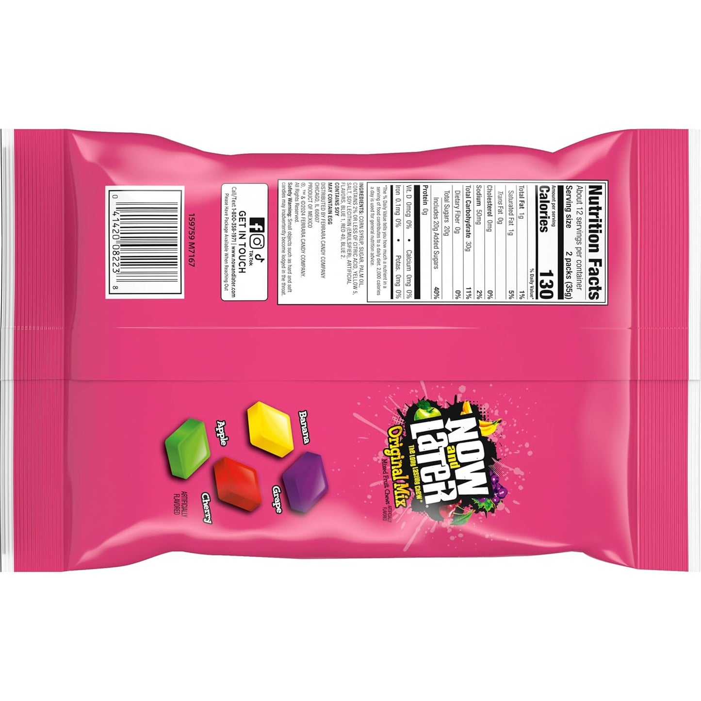 Now and Later Original Mix Candy – Bulk 24 Pack of Fruity Chews for Kids Birthday Goody Bags and Halloween Handouts