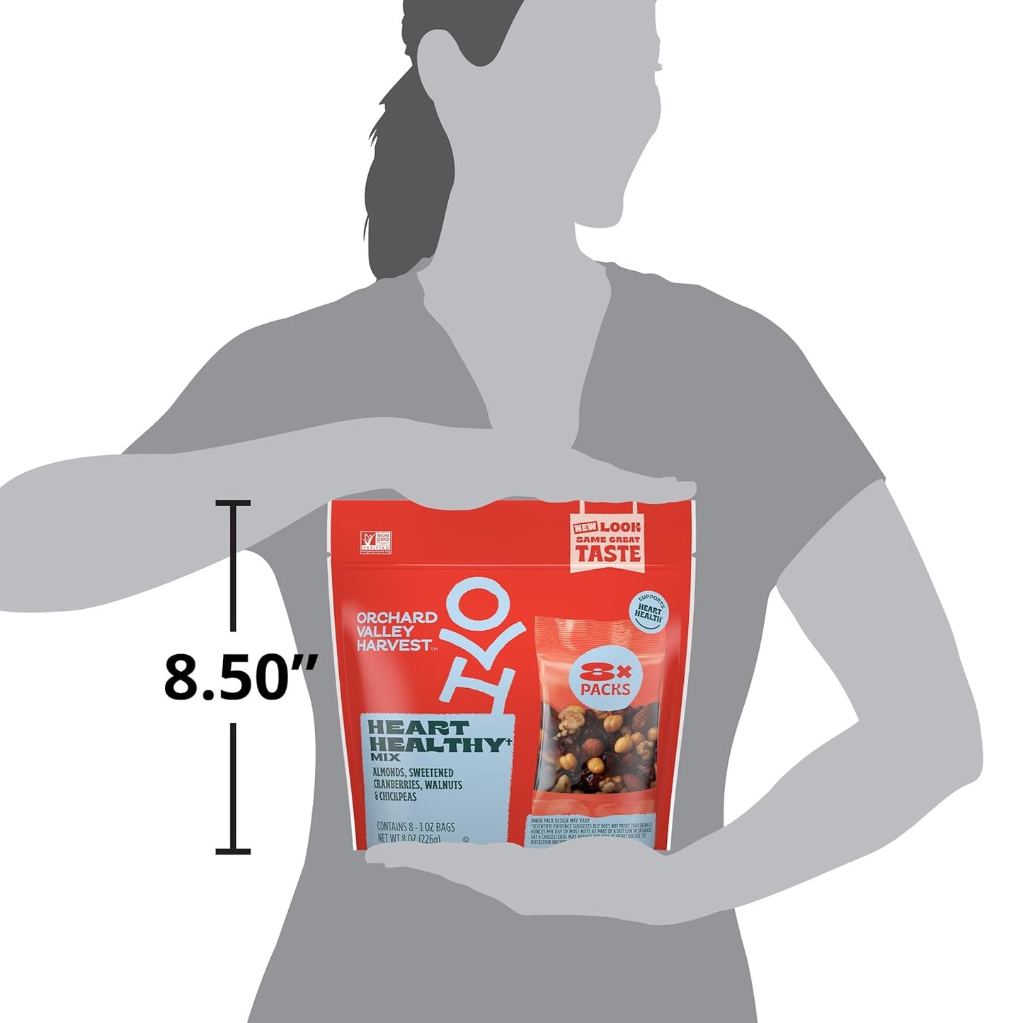 Orchard Valley Harvest Heart Healthy Blend, 1 Ounce Bags (Pack of 8) — Group Gift Snack Box for Christmas and Festive Seasons