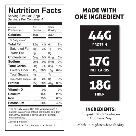 over 40g complete plant-based protein per 3.5 oz serving