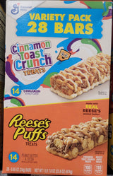 Reese's Puffs Cinnamon Toast Crunch Treat Bars – Backpack Snack for School and Practice, 28 ct
