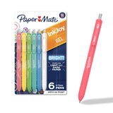 Paper Mate InkJoy Bright Gel Pens – College Study Supplies for Focused Note-Taking, Retractable Gel Pens 6 Colors