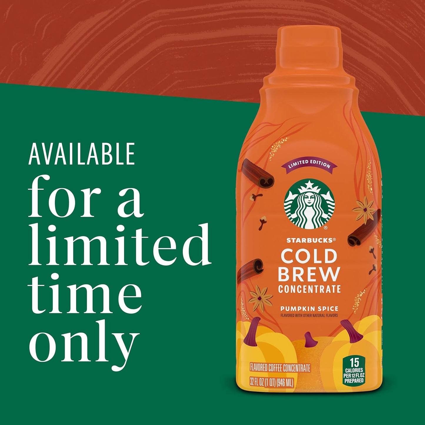 Starbucks Cold Brew Pumpkin Spice Concentrate – Elegant Seasonal Gift for Mom, 32 oz Limited Edition Fall Release