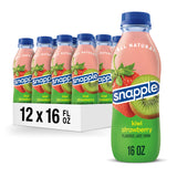 Snapple Kiwi Strawberry Recycled Plastic Bottles 16oz 12 Pack - Sealed Cap Travel Beverage for Coolers and Hiking Adventures