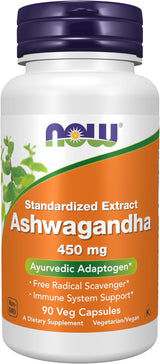 NOW Supplements Ashwagandha 450 mg – Housewarming Gift for the Wellness-Minded Friend, 90 Veg Capsules