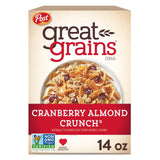 Great Grains Cranberry Almond Crunch Cereal – Desk-Side Snack Cereal for Commute and Breakroom Fueling, 14 oz Box