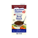 Kitchen Basics Unsalted Beef Stock – Gluten-Free Pantry Staple for Wholesome Family Meal Prep, 32 oz