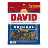 DAVID Jumbo Sunflower Seeds Original 16 oz – High-Protein Crunchy Snack for Hiking and Backyard Cookouts