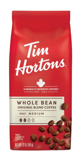 Tim Hortons Whole Bean Original Medium Roast Coffee – Intentional Everyday Brew for Less-Is-More Homes, 12 oz Bag