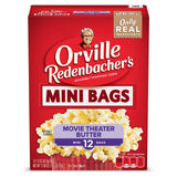 Orville Redenbacher's Movie Theater Butter Popcorn Mini Bags – Fun Holiday Gift for College Students and Dorm Snackers, 12-Count Box