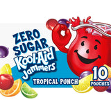 Kool-Aid Jammers Tropical Punch Zero Sugar Drink, 10 Pack Pouches, Better-for-You Beverage for Weight-Watchers