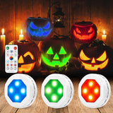 Litake Simple Design Pumpkin Lights 3-Pack, Compact Wireless Puck with Warm White and RGB for Intentional Home Decor