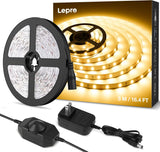 Lepro 16.4ft LED Strip Light – Warm White Accent Lighting for Bookshelves, Staircases, and Wall Coves