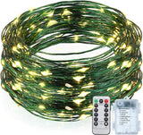 Mudder Battery LED String Lights – Kid Friendly Bedroom Decor, Low Heat 33ft Warm White Glow with Remote Timer Function