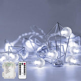Metaku Crystal Globe String Lights Uncluttered Neutral Aesthetic Battery Powered with Remote Timer for Scandi Style Apartment 26ft