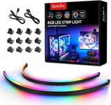 NEON Magnetic Addressable LED Strip Kit – Minimalist PC Case Interior Glow for Showpiece Builds & Personalized Gaming Caves, 2x15.7in