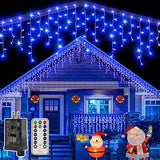 Ollny Icicle Christmas Lights Outdoor 40FT Linkable with Remote and Timer for Garden Walkway and Deck Railing