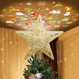 PliMook Snowflake Tree Topper Light with 6 Pattern Slides, 3D Rotating LED Projector for Elegant Holiday Living Room Styling, Silver