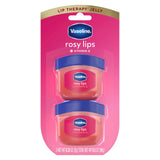 Vaseline Lip Therapy Rosy Lips Mini Jars 2 Count – Mindful Beauty Moment for Sensitive Skin, Overnight Lip Treatment with Petroleum Jelly