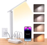 One Beat Touch-Controlled Desk Lamp with Power Strip – Nursery and Playroom Friendly Reading Light