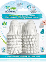 TubShroom Toss 21-Pack Hair Catcher Drain Covers - Safer Than Liquid Drain Snakes for Family Bathrooms