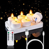Homemory Flicker Tea Lights — Mantel and Coffee Table Decor, Remote Timer Set of 6