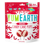 YumEarth Organic Candy Cane Lollipops - Safe Holiday Snack for Sensitive Kids, No Artificial Dyes Organic Peppermint Pops, 30 Count