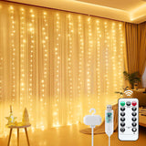 Minetom 300 LED Twinkle Curtain Lights – Christmas Gift for Mom and Teen Girls, USB Powered with Remote