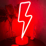 Lightning Bolt Neon Sign - Understated Neon Style Decor for Scandinavian Interior, Neutral Glow LED Lamp with Base