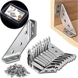Stainless Steel Furniture Corner Brackets for Camping Trailers and Patio Builds - 20PCS Heavy Duty Reinforcement Hardware with Storage Case