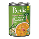 Pacific Foods Organic Curry Potato and Vegetable Soup, 16.3 oz Can – Mild Spiced Lunch for Kids Home from School