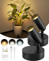 Holiday Gift for Home Decorators, 2-Pack Cordless Spotlights with Magnetic Mount and Dimmable Accent for Art Collectors