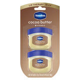 Vaseline Lip Balm Cocoa Butter Mini 2 ct – Road Trip Companion for Dry Cabin Air, Pocket Hydration