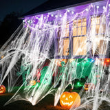 Land Guard 500 sqft Yard Haunt Spider Web for Outdoor Trees and Garage Façade, Tearable Polyester Cobweb with 10 Artificial Spiders