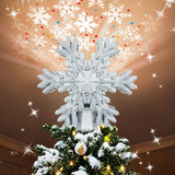 Aurora Glow Smokeless Holiday Tree Top – Cool-Running LED Snowflake Light for Worry-Free Indoor Use