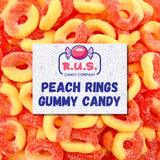 RUS Candy Company Peach Ring Gummies 8 oz Resealable Pouch – Pantry-Stock Treat for Nursery Snack Time and Birthday Parties
