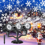GUSODOR 3-Head LED Snowflake Projector – Durable Outdoor Dining and Backyard Holiday Lighting