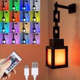Pixelated Lantern Night Light - Sleep Aid Mood Lamp for Bedside Meditation, Warm RGB Glow with Auto Dimming